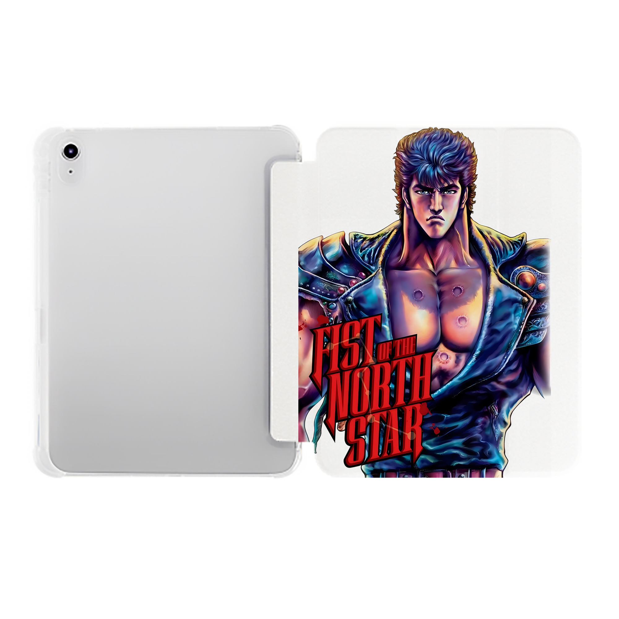 （画像用） 北斗の拳 Fist of the North Star IPad ケース ペン収納付き 三つ折りスタンド PUレザー×シリコン 対応機種9.5/10.5/10.9インチ
